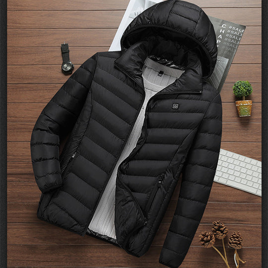 Herren Leichte gesteppte Kapuzenjacke mit Thermofutter und Reißverschlusstaschen Shop Nory