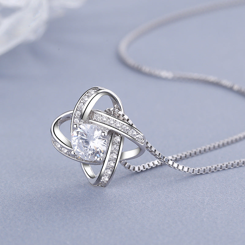 Damen Halskette mit elegantem Knoten-Ahnen und funkelndem Zirkon Shop Nory