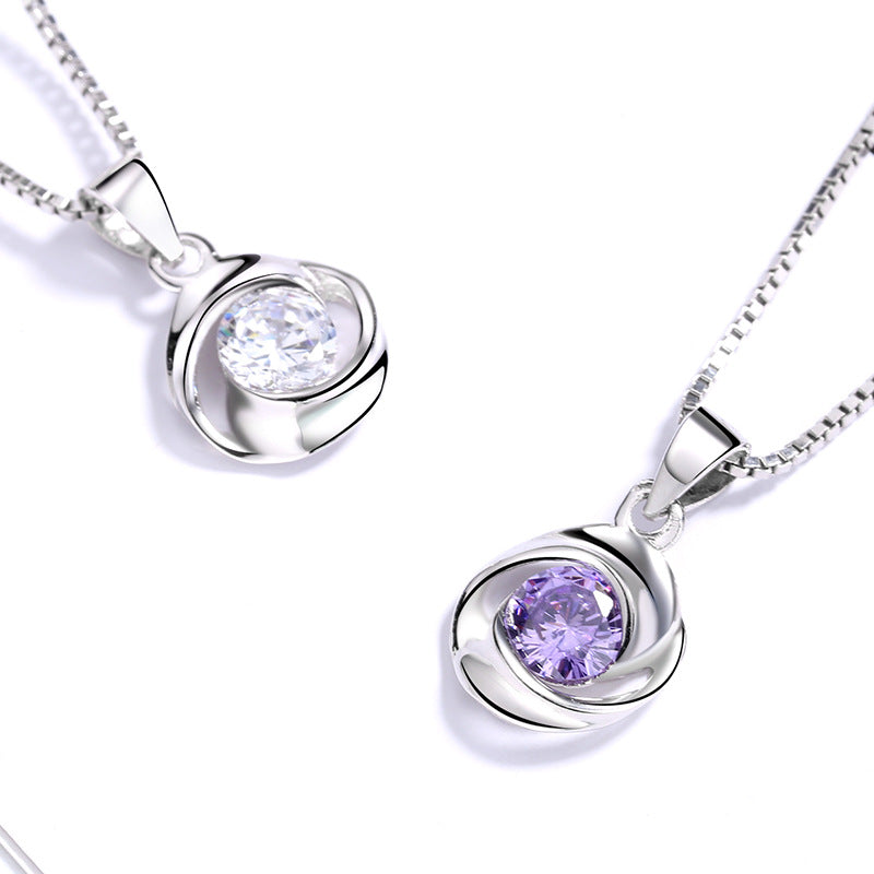 Damen Halskette mit spiralförmigem Anhänger und funkelndem Stein Shop Nory