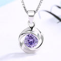 Damen Anhänger-Halskette mit elegantem, spiralförmigem Design und funkelndem lila Stein Shop Nory