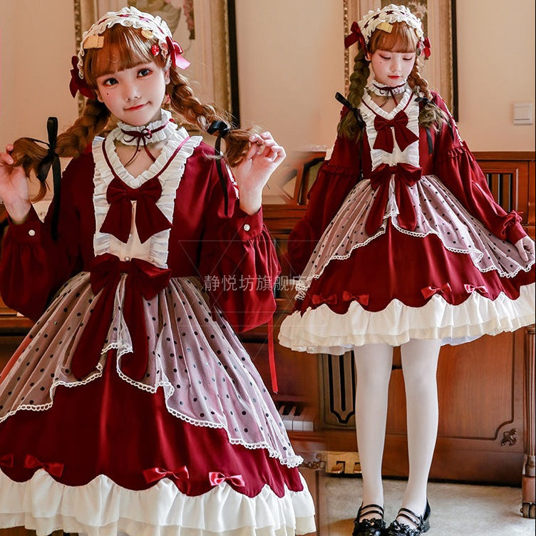 Damen Lolita-Kleid mit ausgefallenen Rüschendetails und Schleifen Shop Nory