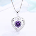 Damen Anhänger-Halskette mit funkelndem violettem Stein und elegantem Herzdesign Shop Nory