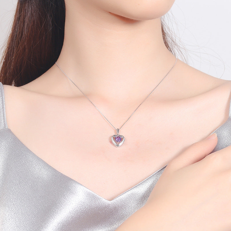 Damen Halskette mit herzförmigem Anhänger und funkelndem Stein Shop Nory
