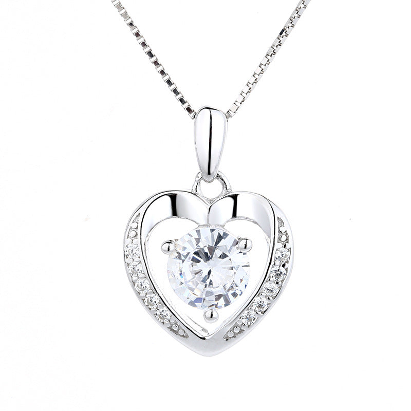 Damen Anhänger-Halskette mit funkelndem violettem Stein und elegantem Herzdesign Shop Nory