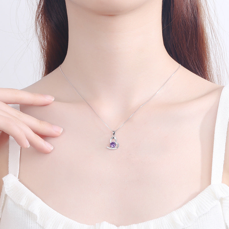 Damen Halskette mit herzförmigem Anhänger und funkelndem Zirkon Shop Nory