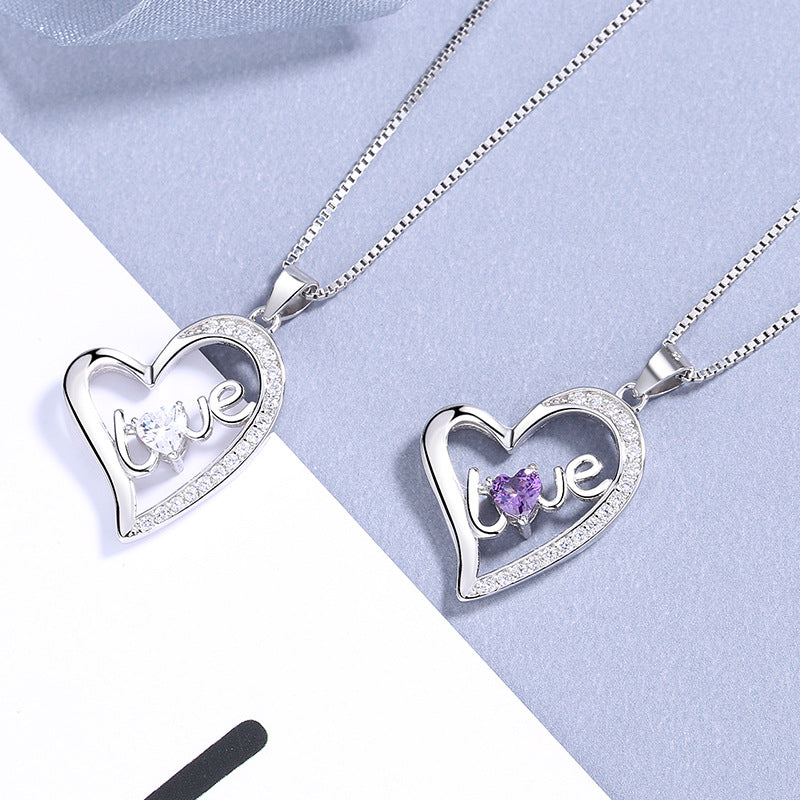 Damen Halskette mit stilvollem Herzanhänger und funkelnden Zirkonia-Steinen Shop Nory
