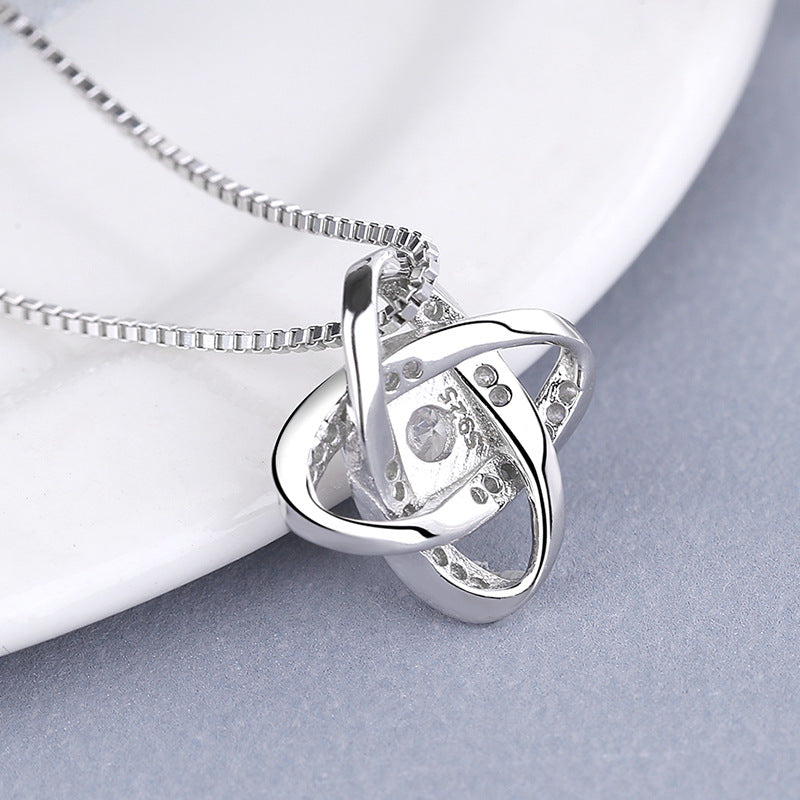 Damen Halskette mit romantischem Knoten-Design und funkelnden Zirkonia Shop Nory