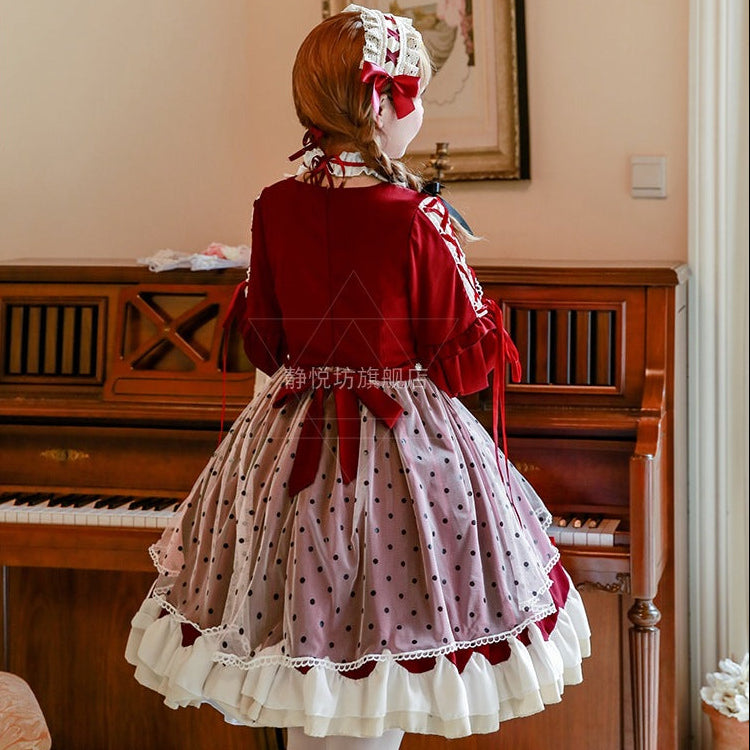 Damen Lolita-Kleid mit ausgefallenen Rüschendetails und Schleifen Shop Nory