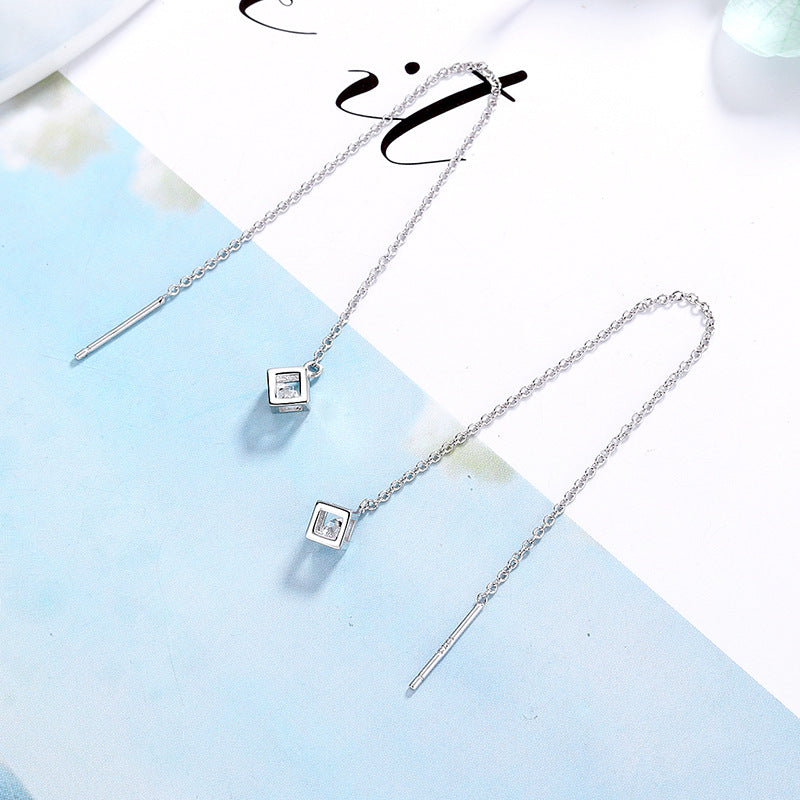 Damen Ohrhänger mit modernem quadratischem Design und funkelnden Zirkonia Shop Nory