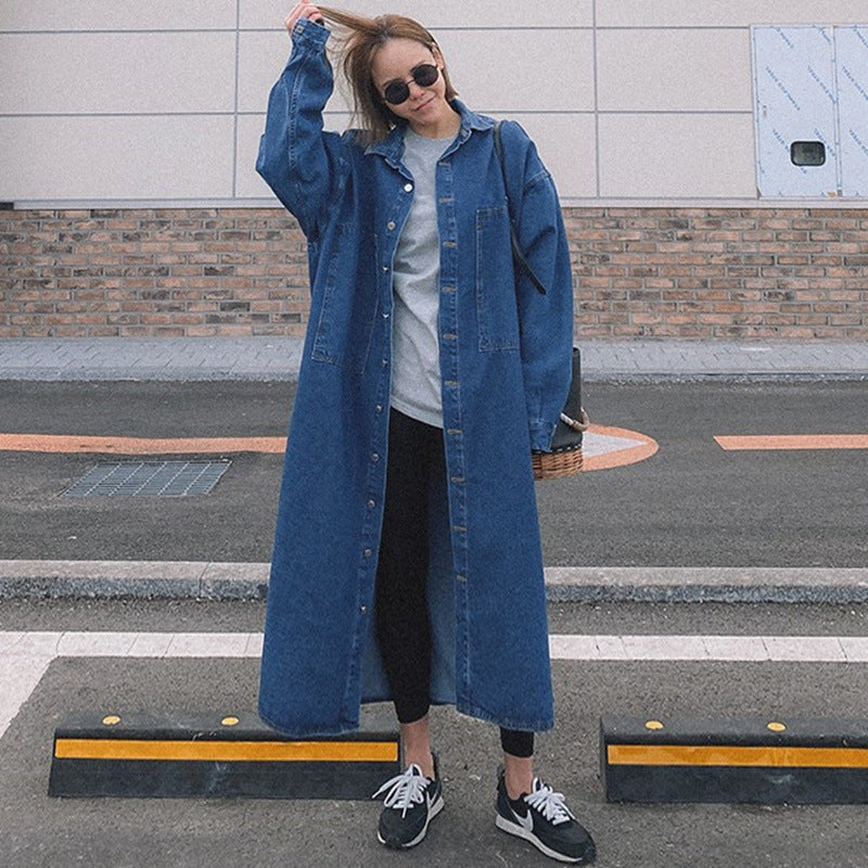 Damen Longline-Denimhemdmantel mit kastiger Oversize-Silhouette und durchgehender Knopfleiste Shop Nory