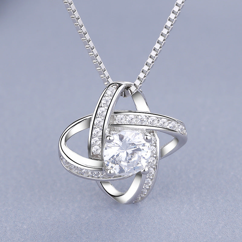 Damen Halskette mit romantischem Knoten-Design und funkelnden Zirkonia Shop Nory