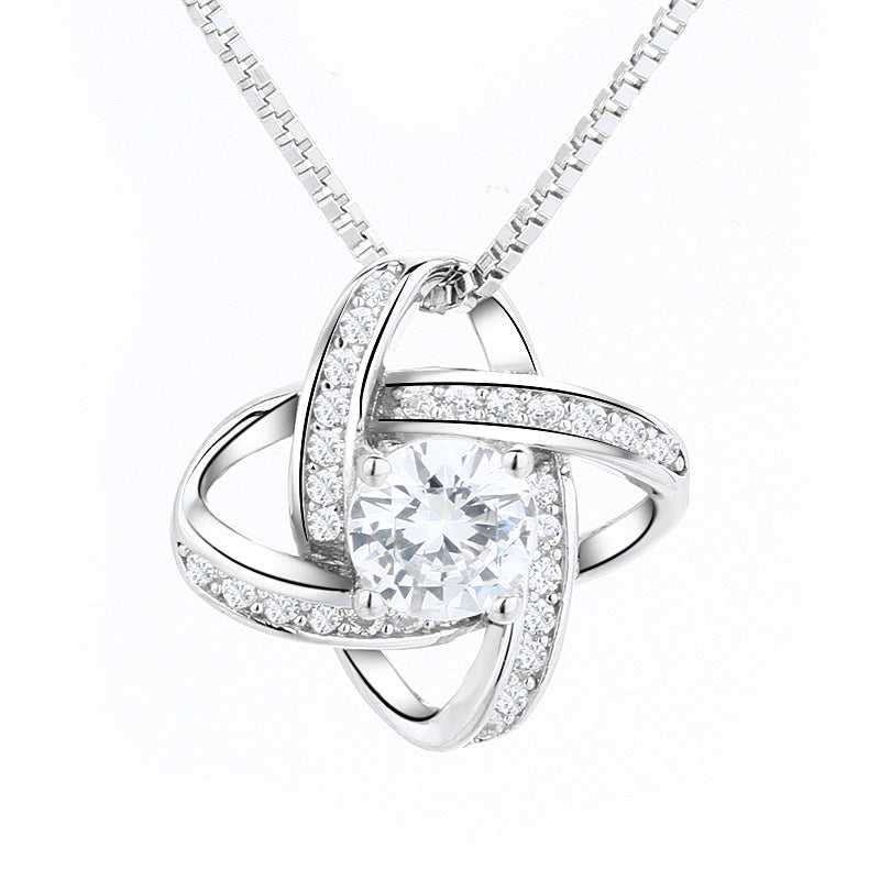 Damen Halskette mit romantischem Knoten-Design und funkelnden Zirkonia Shop Nory