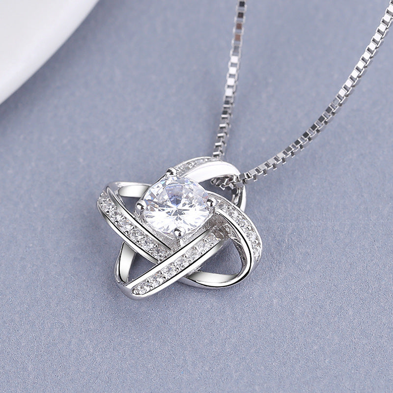 Damen Halskette mit elegantem Knoten-Ahnen und funkelndem Zirkon Shop Nory