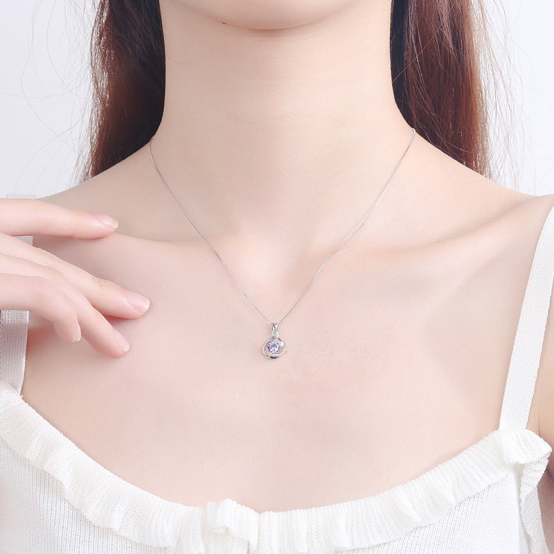 Damen Halskette mit spiralförmigem Anhänger und funkelndem Stein Shop Nory