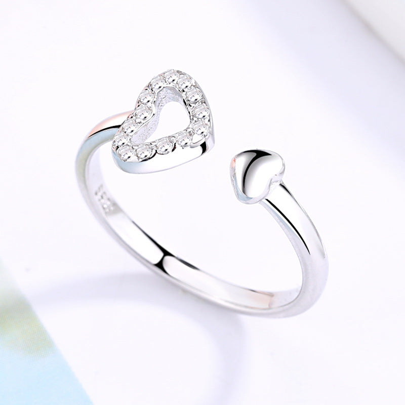 Damen Offener Ring mit funkelndem Herzdesign Shop Nory
