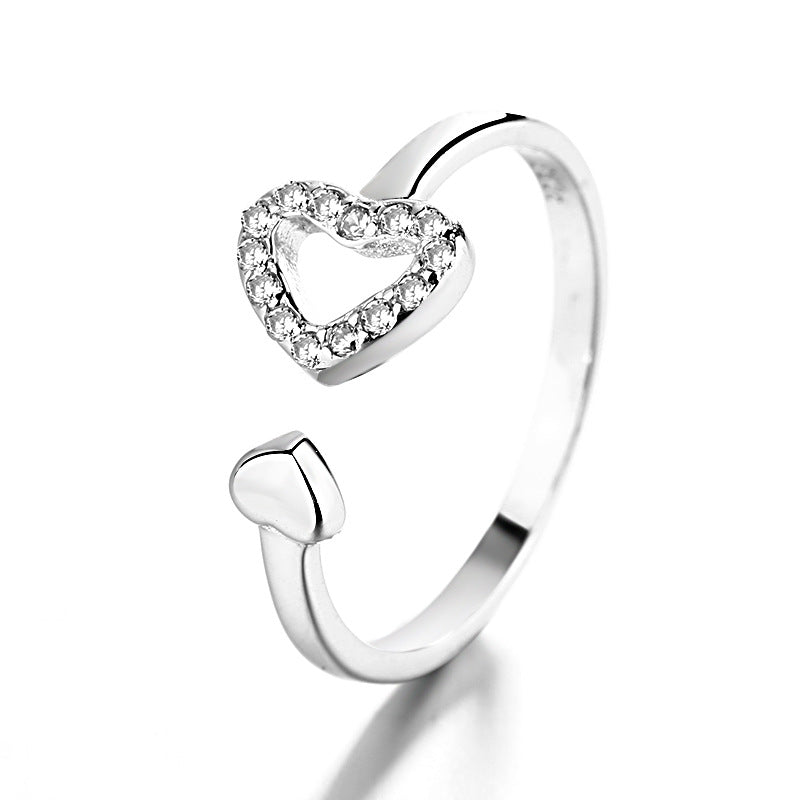 Damen Offener Ring mit funkelndem Herzdesign Shop Nory