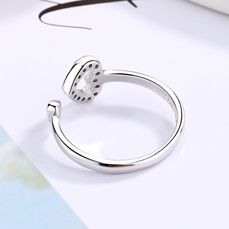 Damen Offener Ring mit funkelndem Herzdesign Shop Nory