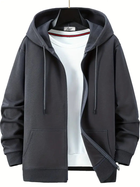 Lässiger Herbst Full Zip Hoodie mit Kordelzug für Männer