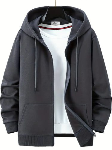 Lässiger Herbst Full Zip Hoodie mit Kordelzug für Männer