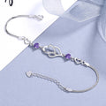 Damen Armband mit doppeltem Herzdesign und funkelnden Amethyst-Steinen Shop Nory