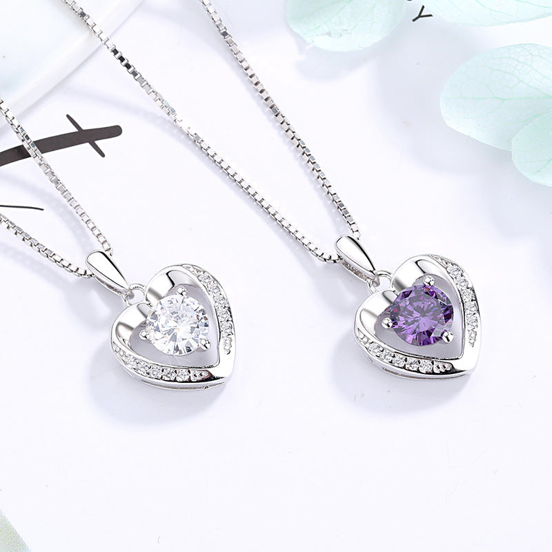 Damen Halskette mit herzförmigem Anhänger und funkelndem Stein Shop Nory