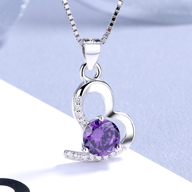Damen Halskette mit herzförmigem Anhänger und funkelndem Zirkon Shop Nory