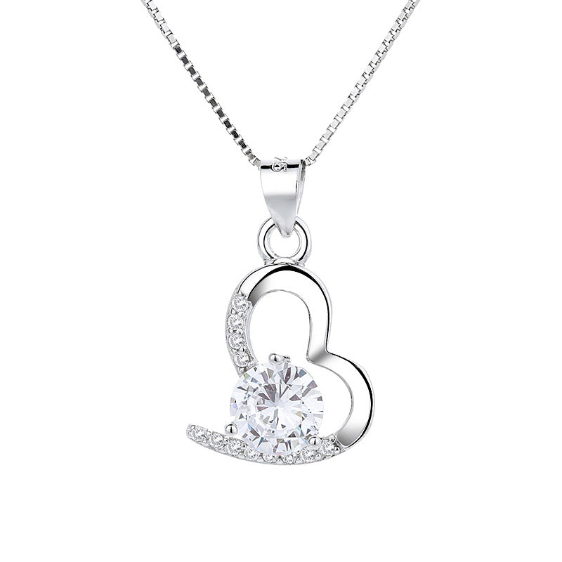 Damen Halskette mit herzförmigem Anhänger und funkelndem Zirkon Shop Nory