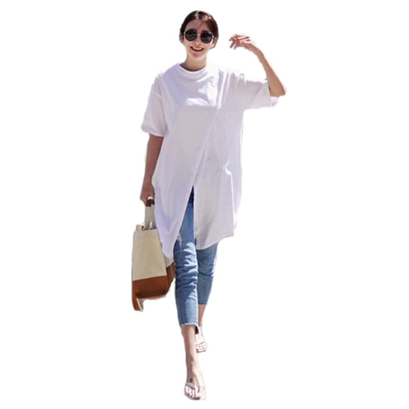 Damen Oversize-Longshirt mit zentraler Frontöffnung, verlängertem Saum und Rundhalsausschnitt Shop Nory