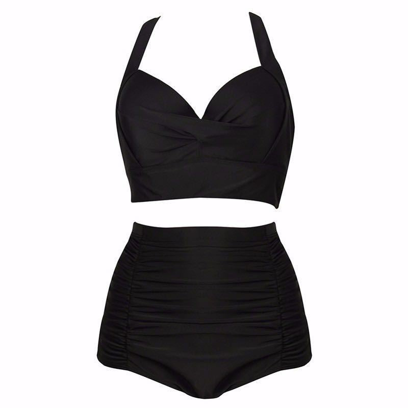 Damen Hochtailliertes Bikini-Set mit eleganter Raffung