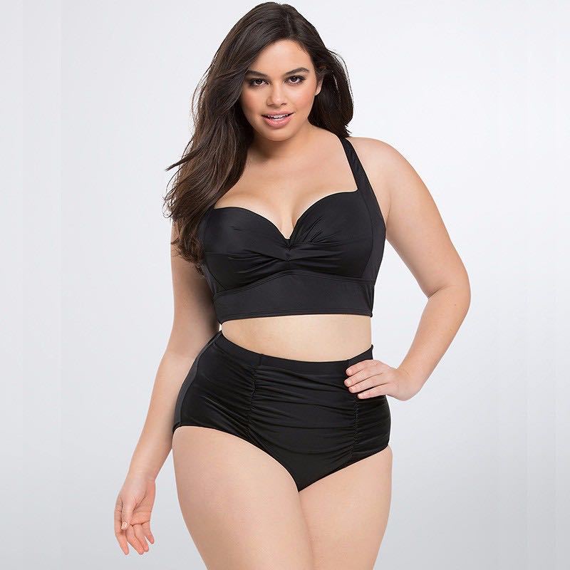 Damen Hochtailliertes Bikini-Set mit eleganter Raffung