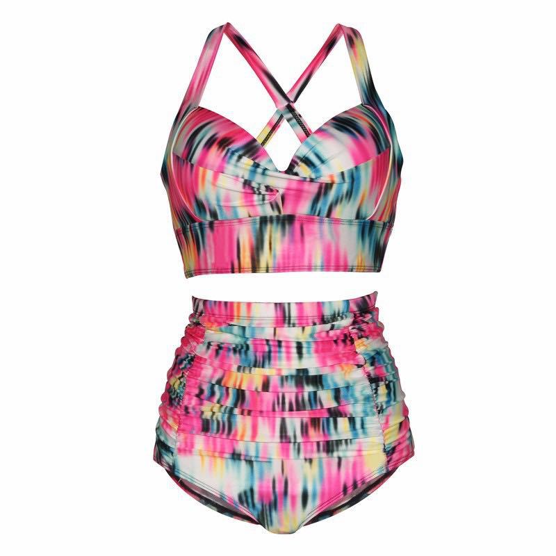Damen Hochtailliertes Bikini-Set mit eleganter Raffung