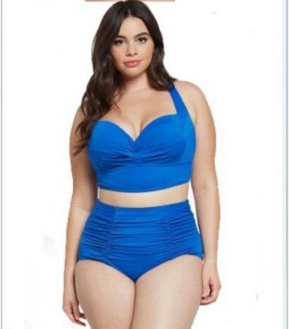 Damen Hochtailliertes Bikini-Set mit eleganter Raffung