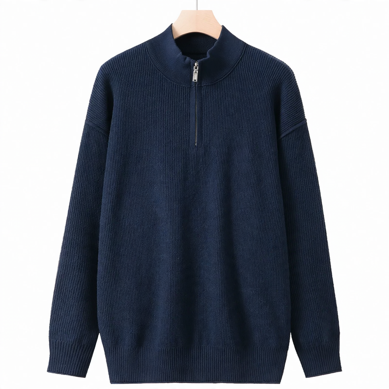 Herren-Strickpullover mit Stehkragen und Reißverschluss