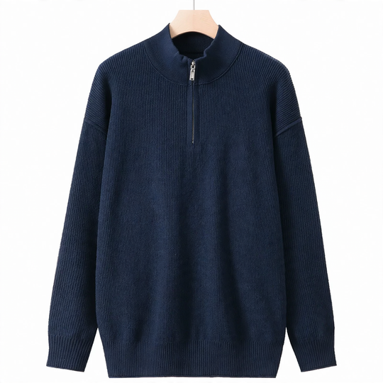 Herren-Strickpullover mit Stehkragen und Reißverschluss