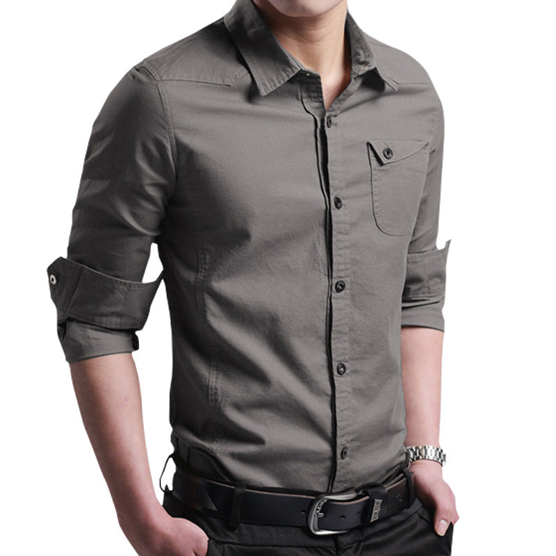 Herren Slim-Fit Business-Hemd mit Kentkragen und aufgesetzter Brusttasche Shop Nory