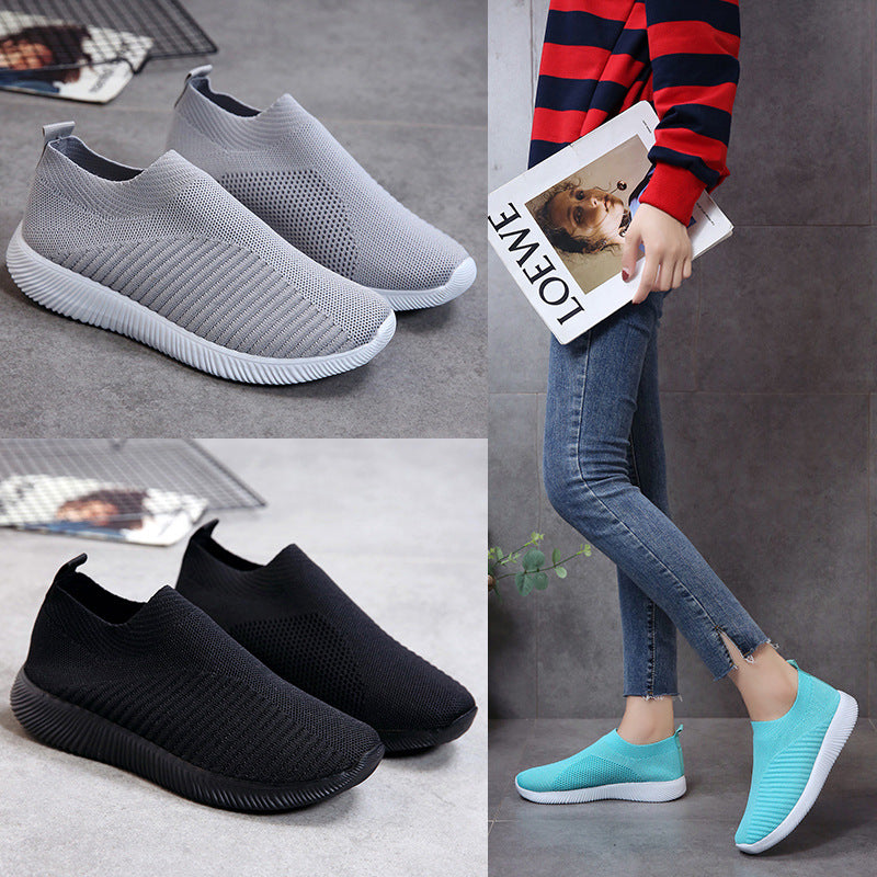 Unisex nan leichte gestrickte Slip-On Sneaker mit elastischem Einstieg und ergonomischer Einlegesohle
