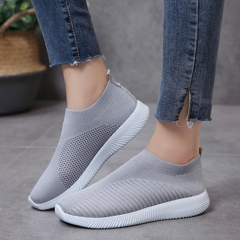 Unisex nan leichte gestrickte Slip-On Sneaker mit elastischem Einstieg und ergonomischer Einlegesohle