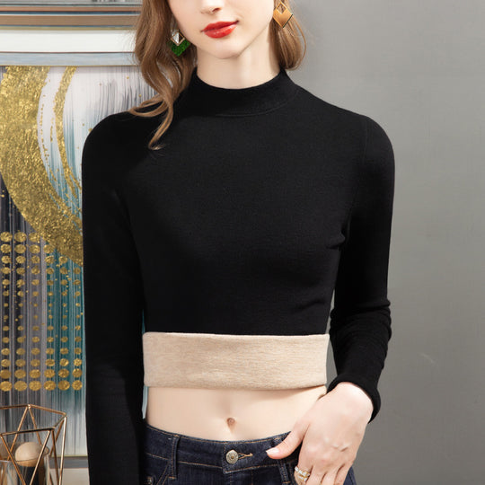 Damen-Langarmshirt mit Woll- und Seidenanteil, gefüttert
