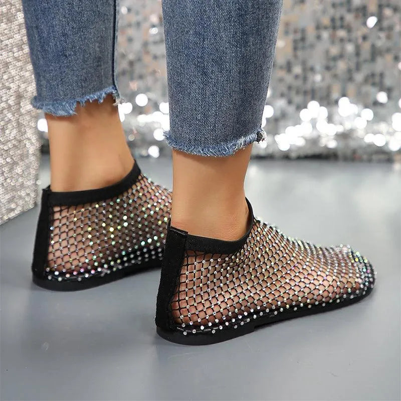 Flatsandalen mit Strass-Design