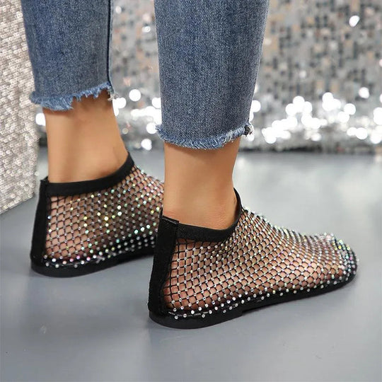 Flatsandalen mit Strass-Design