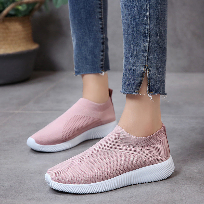 Unisex nan leichte gestrickte Slip-On Sneaker mit elastischem Einstieg und ergonomischer Einlegesohle