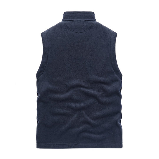 Herren Fleece-Utility-Weste mit durchgehendem Reißverschluss, Stehkragen und Reißverschlusstaschen Shop Nory