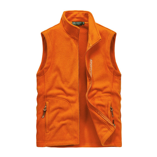 Herren Fleece-Utility-Weste mit durchgehendem Reißverschluss, Stehkragen und Reißverschlusstaschen Shop Nory
