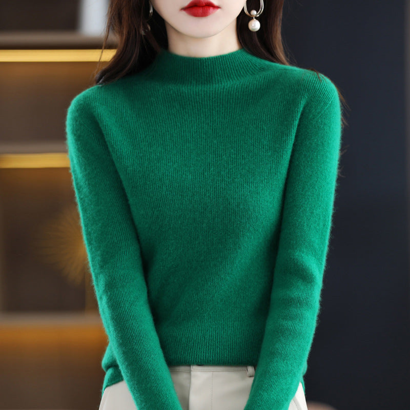 Damen-Strickpullover mit Stehkragen, figurbetont