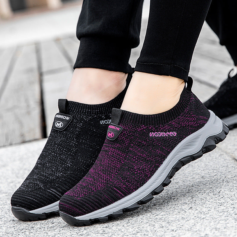 Damen Atmungsaktive Slip-On Freizeitschuhe mit elastischem Obermaterial Shopnory