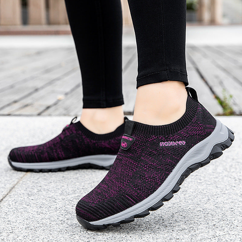 Damen Atmungsaktive Slip-On Freizeitschuhe mit elastischem Obermaterial Shopnory