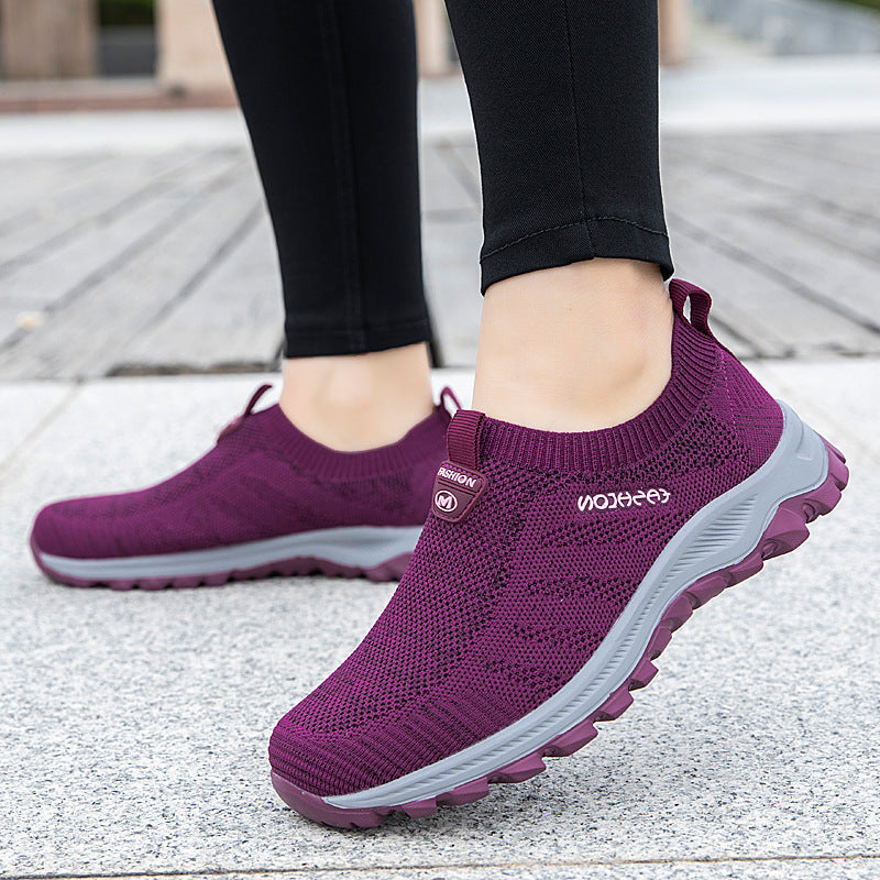 Damen Atmungsaktive Slip-On Freizeitschuhe mit elastischem Obermaterial Shopnory