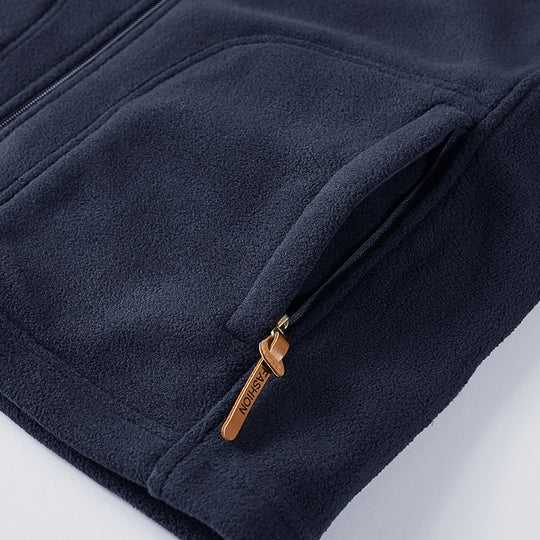Herren Fleece-Utility-Weste mit durchgehendem Reißverschluss, Stehkragen und Reißverschlusstaschen Shop Nory