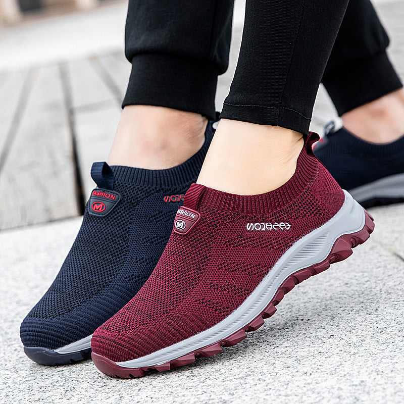 Damen Atmungsaktive Slip-On Freizeitschuhe mit elastischem Obermaterial Shopnory