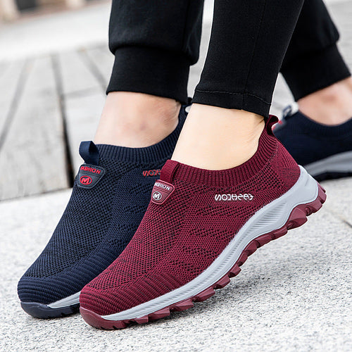 Damen Atmungsaktive Slip-On Freizeitschuhe mit elastischem Obermaterial Shopnory